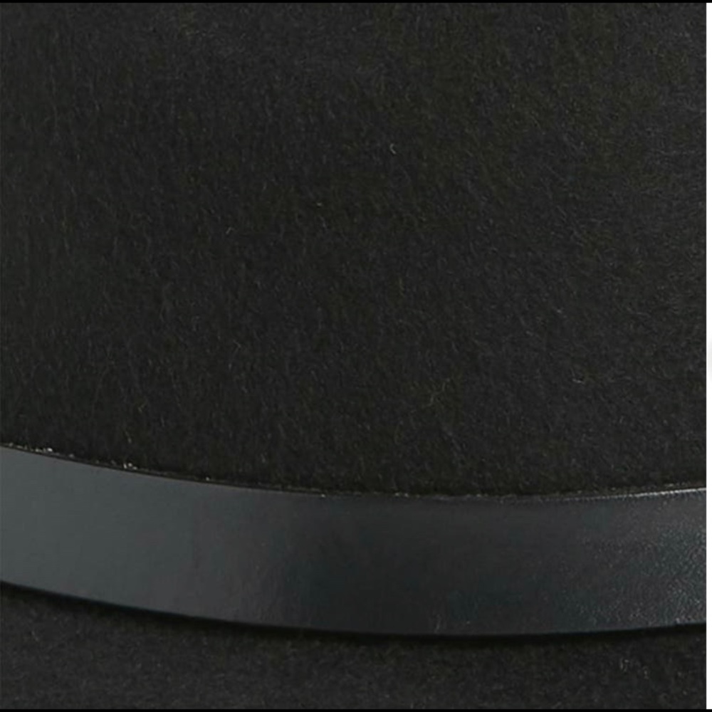 NWT All Saints Long Brim Fedora+100% Wool+Brass Logo rivet+Black - Picture 6 of 11